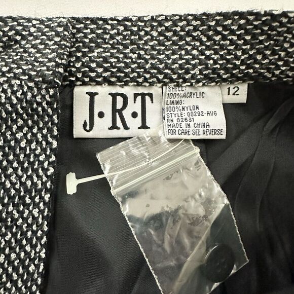 JRT Womens Vintage 90s Tweed Mini Skirt Size 12 New Black White Academia - Picture 5 of 9